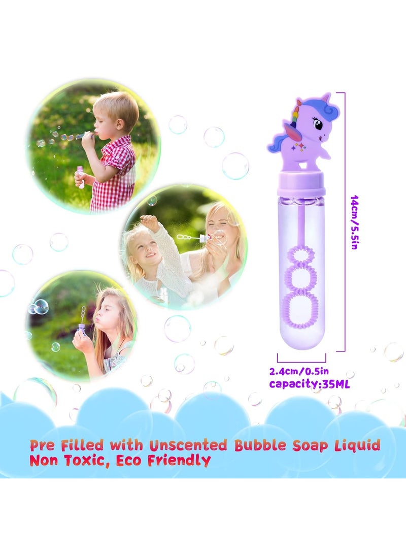 MAGIC VAULT Unicorn Bubble Wands 24 Pack, Pre-Filled Mini Bubble Sticks for Kids, Party Favors & Goodie Bag Fillers, Classroom Rewards, No-Mess Bubble Solution, Ages 3+, 3 Colors - Image 2